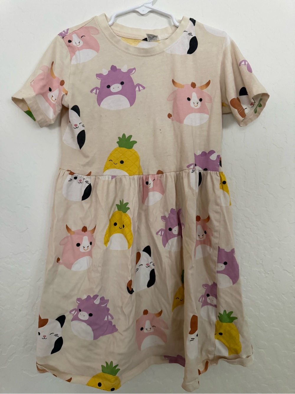 Girls Cream Pineapple & Pastel Animal Print Dress